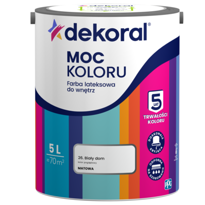 Dekoral Farba lateksowa do wnętrz MOC KOLORU Biały dom 5 l