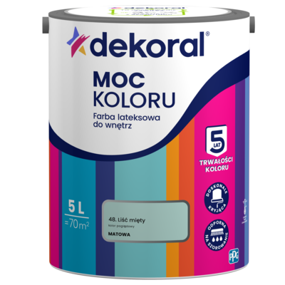 Dekoral Farba lateksowa do wnętrz MOC KOLORU Liść mięty 5 l