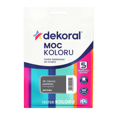 Dekoral Farba lateksowa do wnętrz MOC KOLORU TESTER Ciemny popielaty 0,04 l