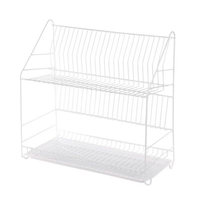 Suszarka do naczyń 2-poziomowa 50 cm biała wysoka uniwersalna z tacką