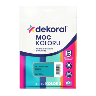 Dekoral Farba lateksowa do wnętrz MOC KOLORU TESTER Turkusowa głębia 0,04 l