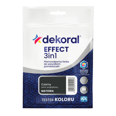 Dekoral Farba plamoodporna do wszystkich pomieszczeń EFFECT 3in1 TESTER Czarny 0,04 l
