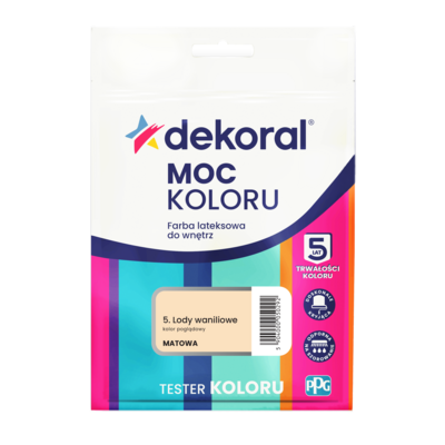 Dekoral Farba lateksowa do wnętrz MOC KOLORU TESTER Lody waniliowe 0,04 l