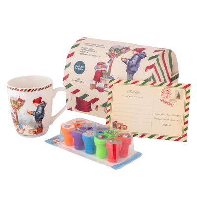 Zestaw dla chłopca kubek baryłka 350 ml stempelki i list do św. Mikołaja