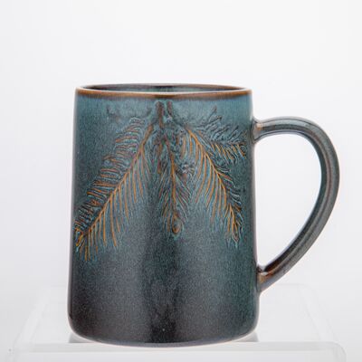 Kubek ceramiczny zwężany 450 ml zielono-brązowy