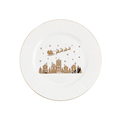 Talerz płytki reliefowany złote domki 27,5 cm