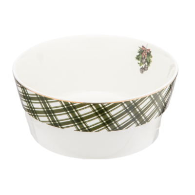Miska porcelanowa świąteczny stroik zielona krata 15 cm 600 ml