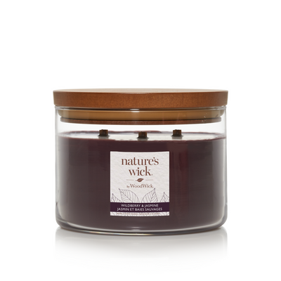 Świeca w szkle z 3 drewnianymi knotami Nature`s Wick by WoodWick WildBerry Jasmine
