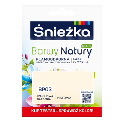 Śnieżka Farba lateksowa Barwy Natury PLUS TESTER waniliowa gardenia BP03 25 ml