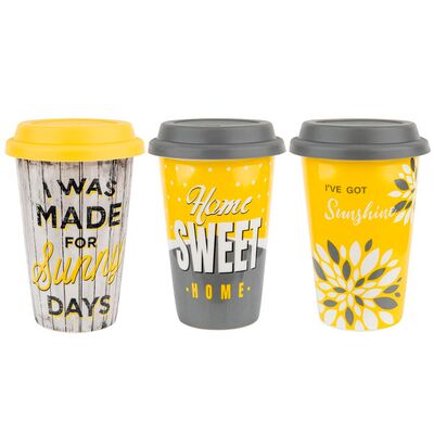 Kubek z silikonową pokrywką SUNSHINE 380 ml