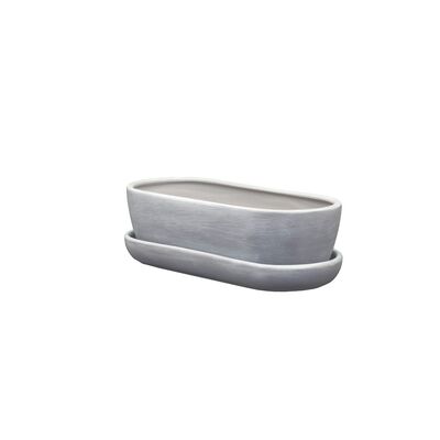 Donica ceramiczna Kaktusiarka 1 z podstawką R2224 27,5 x 12,5 cm szary
