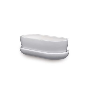 Donica ceramiczna Kaktusiarka 1 z podstawką J1500 27,5 x 12,5 cm biały