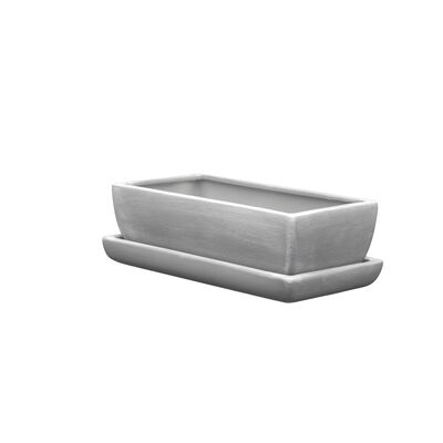Donica ceramiczna Kaktusiarka Kwadrat Mały z podstawką R2224 29,5 x 13,5 cm szary