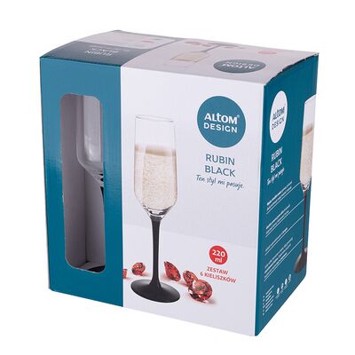Kieliszki do szampana Rubin Black 220 ml 6 szt.