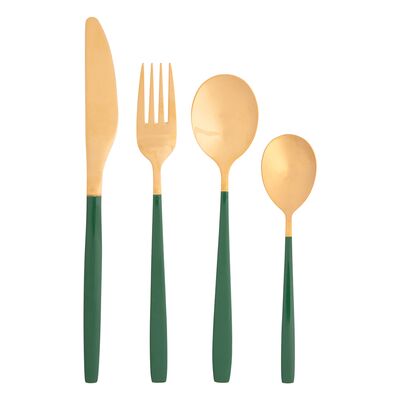 Komplet sztućców Noble Gold green 24 elementy w pudełku folk
