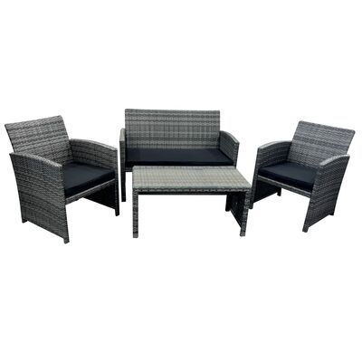 Zestaw ogrodowy Coral stolik sofa i 2 fotele szaro-czarny