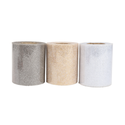 Organza dekoracyjna z brokatem 8 x 1000 cm złoty / czerwony / srebrny / szary