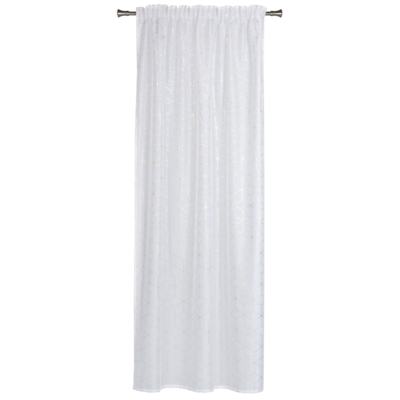 Firanka z taśmą SANSO 140 x 260 cm biała ze złotym nadrukiem