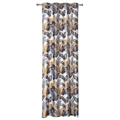 Zasłona z kółkami ANTIL 140 x 260 cm, kolor biały/liście