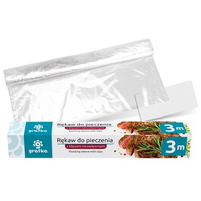 Rękaw do pieczenia z klipsami GRATKA 3 m x 29 cm