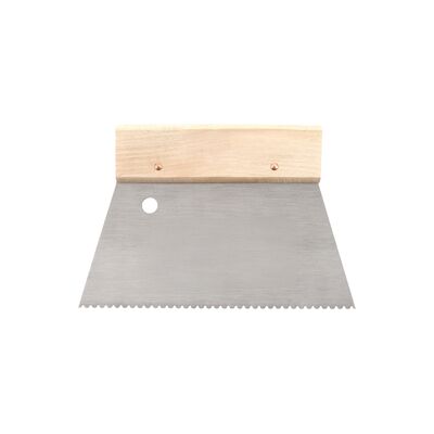 Szpachla trapezowa stalowa 18 cm ząb B2 uchwyt drewniany