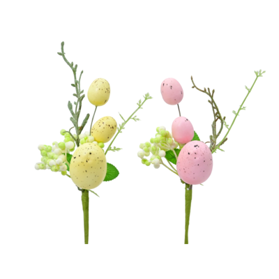 Gałązka ozdobna jajka 21 cm żółty / różowy