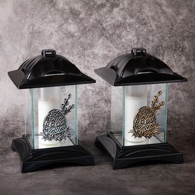 Znicz kapliczka pisanka 25 x 16 cm srebrny