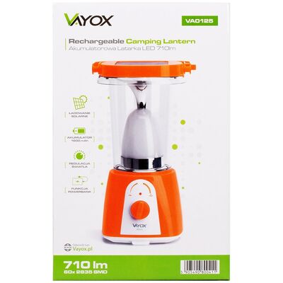 Latarka akumulatorowa kempingowa 710 lm z solarem VA0125 vayox