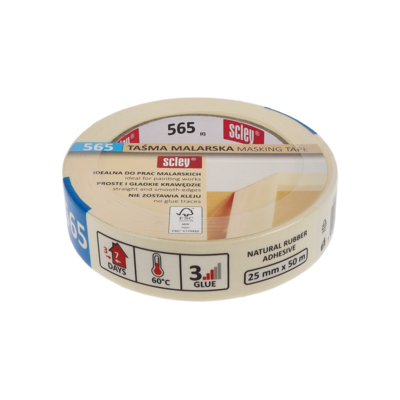 Scley Taśma maskująca seria 565, 25 mm x 50 m biała kauczuk
