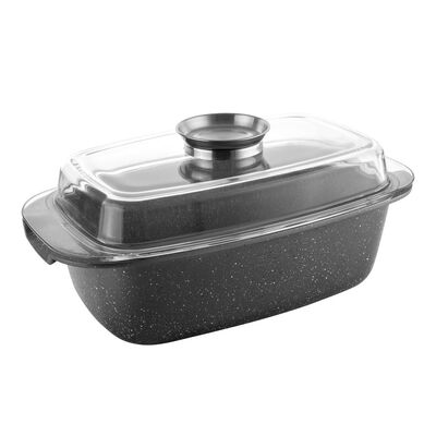 Brytfanna Vulcano z pokrywą 32 x 11 cm 4,5 l nakrapiany szary