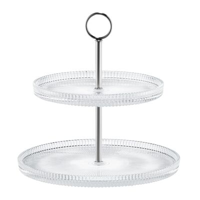 Szklana patera 2-poziomowa 24 x 24 cm srebrny