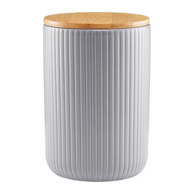 Pojemnik z bambusową pokrywką Curly 15 cm szary