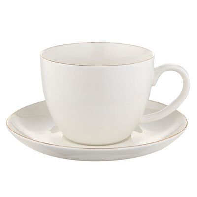 Filiżanka porcelanowa ze spodkiem Belissima 400 ml biały