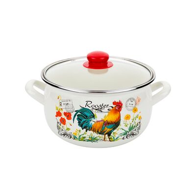 Garnek emaliowany Pyza Kogucik z pokrywką 18 cm 2,9 l