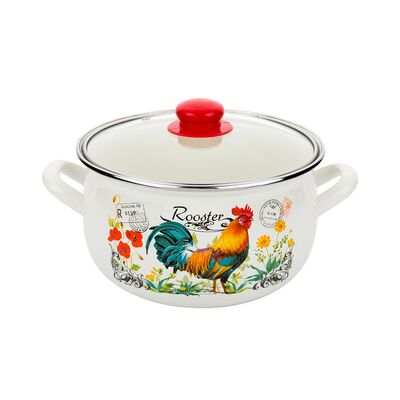 Garnek emaliowany Pyza Kogucik z pokrywką 20 cm 4 l