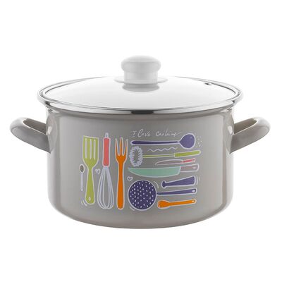 Garnek emaliowany prosty Staffio z pokrywką 18 cm 2,6 l