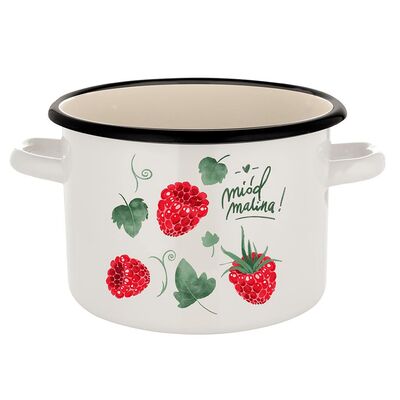 Garnek emaliowany prosty bez pokrywki Malina 22 cm 6 l