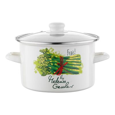 Garnek emaliowany prosty Szparagi z pokrywką 20 cm 3,75 l