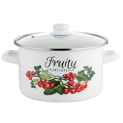 Garnek emaliowany prosty Kalina z pokrywką 22 cm 4,8 l