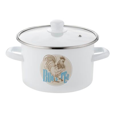 Garnek emaliowany prosty Kogut z pokrywką 22 cm 5,3 l