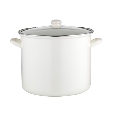 Garnek emaliowany wysoki gładki z pokrywką 28 cm 14 l