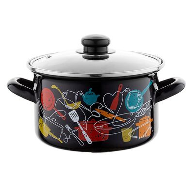 Garnek emaliowany prosty Malena z pokrywką 18 cm 2,6 l