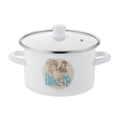 Garnek emaliowany prosty Kogut z pokrywką 20 cm 4,2 l