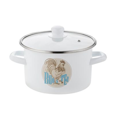 Garnek emaliowany prosty Kogut z pokrywką 18 cm 3 l