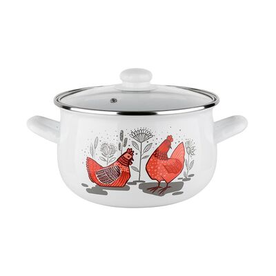 Garnek emaliowany Pyza Rubinka z pokrywką 18 cm 2,9 l