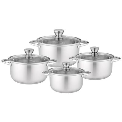 Zestaw garnków nierdzewnych z pokrywkami Matteo 1,25 l + 1,9 l + 2,6 l + 4,4 l