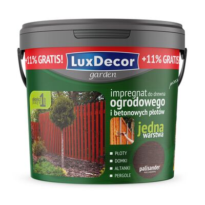 LuxDecor Impregnat do drewna ogrodowego i betonowych płotów palisander 4,5 l + 11% GRATIS
