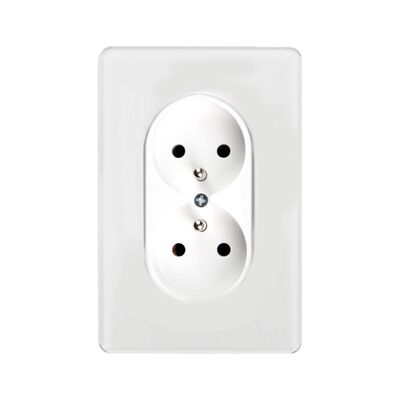 Gniazdo podwójne z ramką plastikową biały OVAL