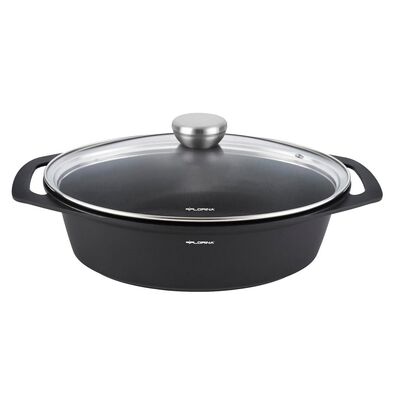 Brytfanna aluminiowa Chef owalna 33,5 x 25 x 9,8 cm 3,8 l czarny