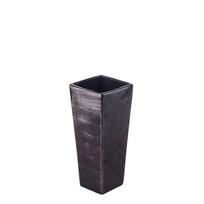 Wazon Kwadrat ceramiczny wysoki 10 x 10 x 26 cm czarny